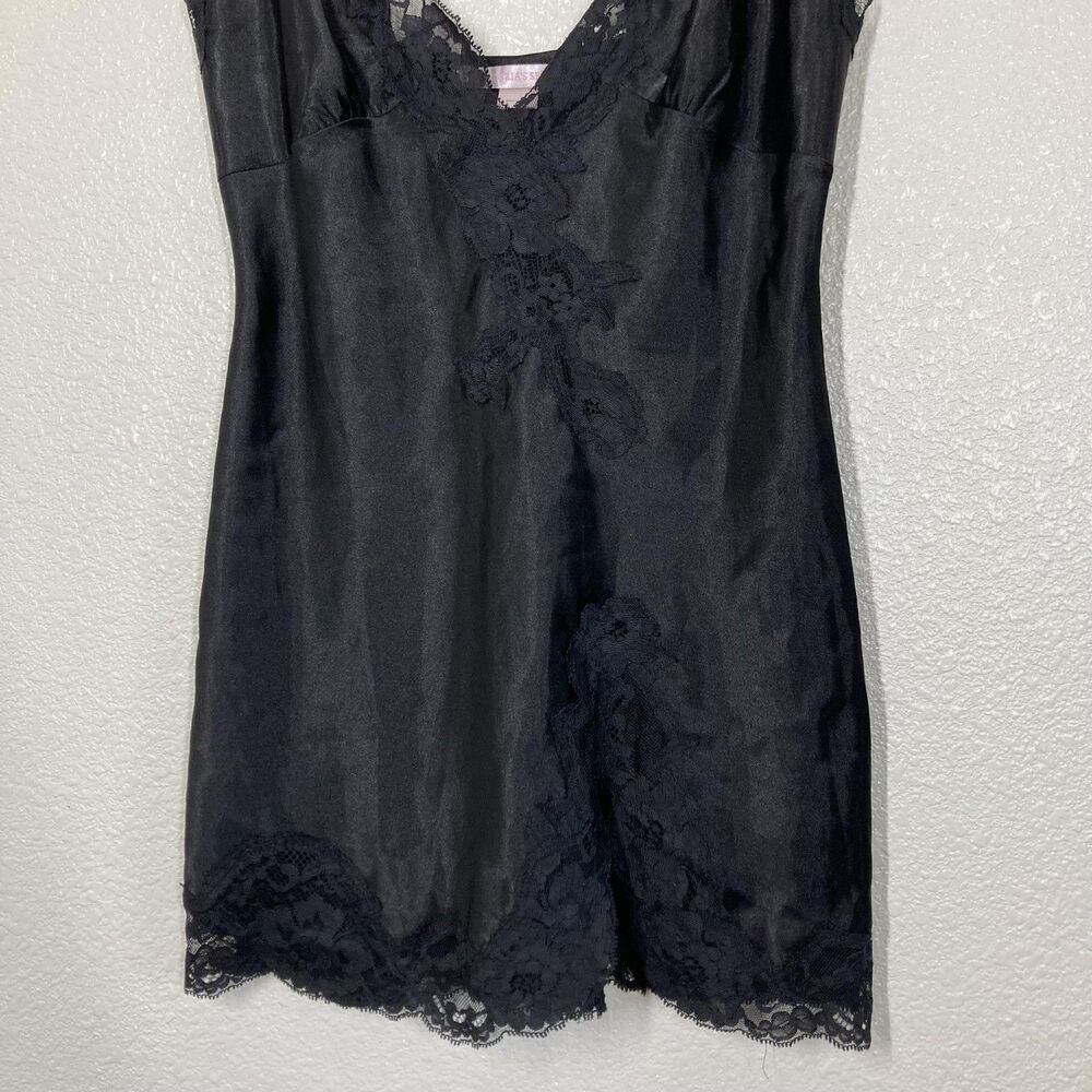 Victoria's Secret Chemise Nightgown Y2K Small Black Satin Lace Sleep Slip - Picture 10 of 14